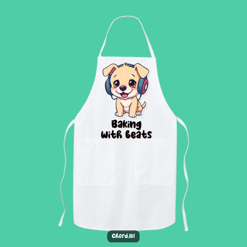 Funny Puppy DJ Apron - Humorous Kitchen Wear for Music-Loving Bakers
