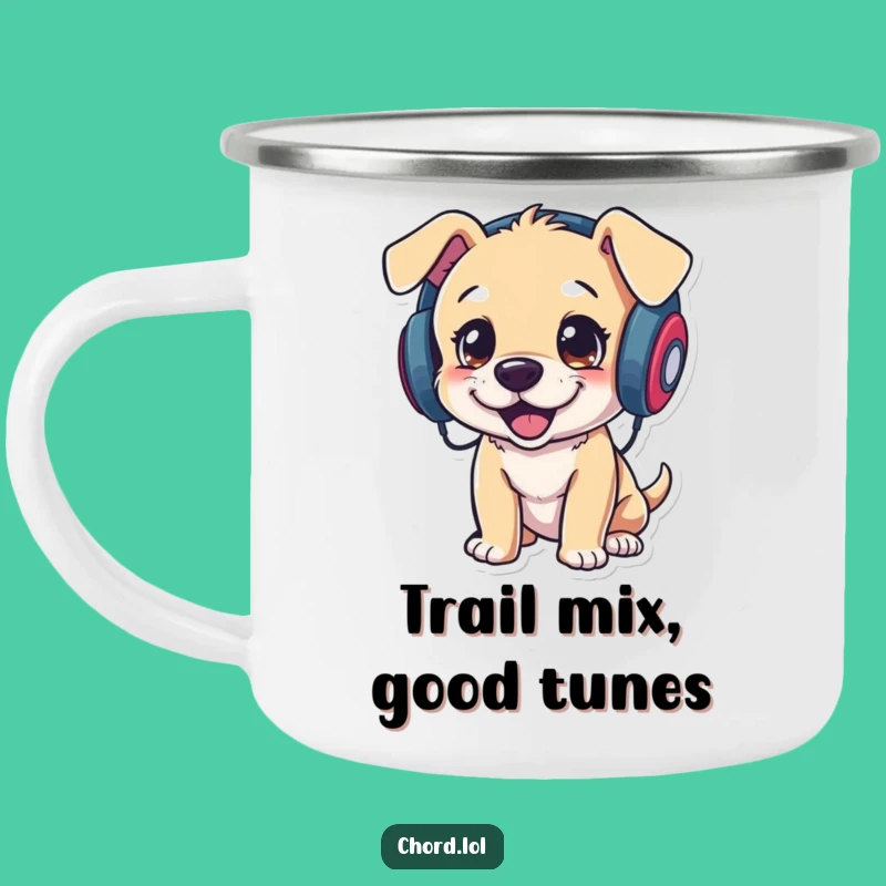 Funny Puppy DJ Camping Mug - Durable and Humorous Drinkware for Outdoor Grooves