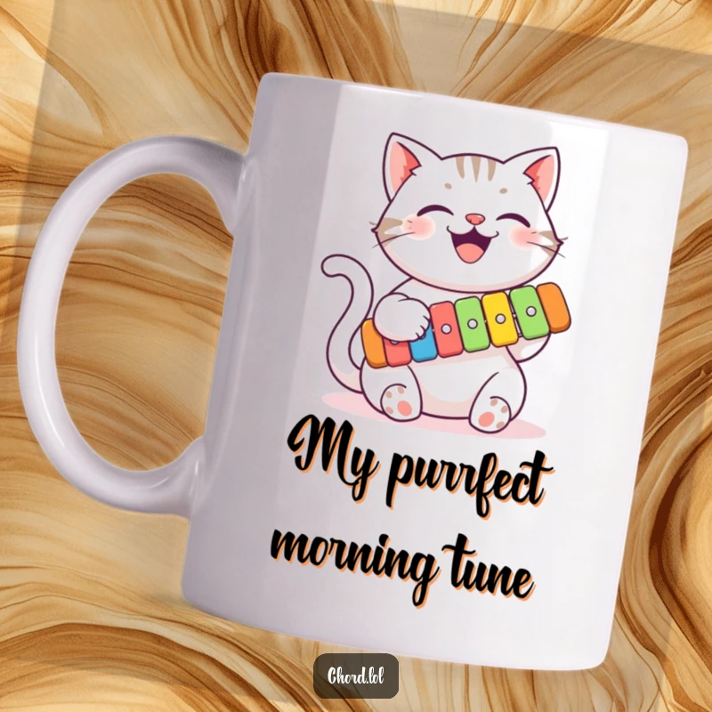 Funny cat playing a colorful xylophone with its paws, a musical maestro with a joyful expression, perfect for music lovers.