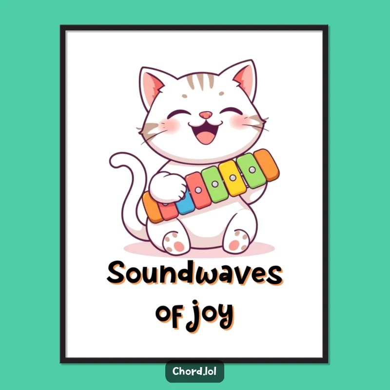 Funny Cat Xylophone Digital Art - Instant Humorous Decor for Music Lovers