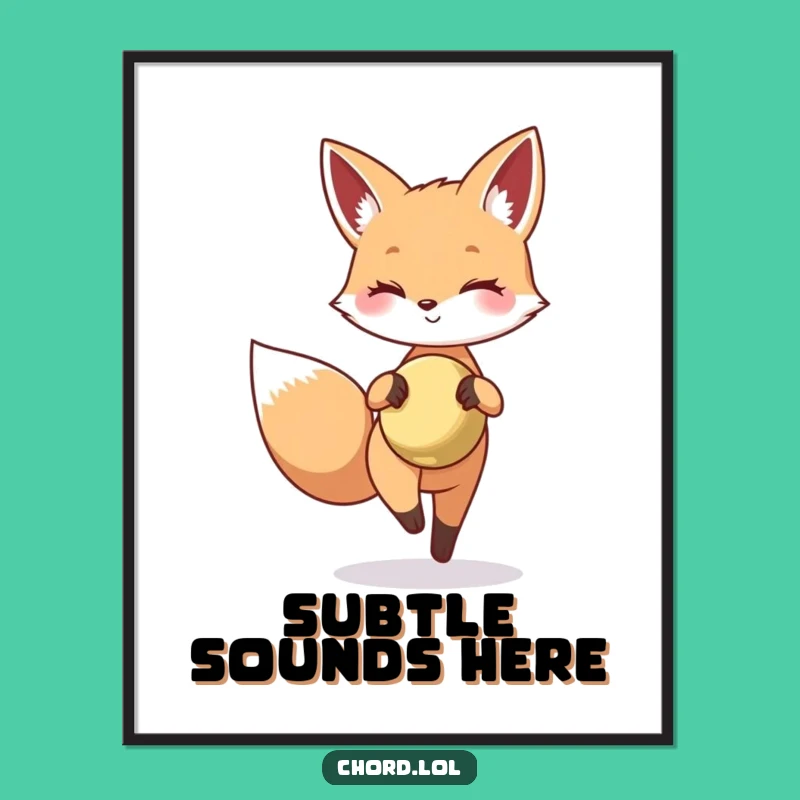 Funny Fox Cymbal Digital Print - Tiptoeing Art Funny Gift Decor