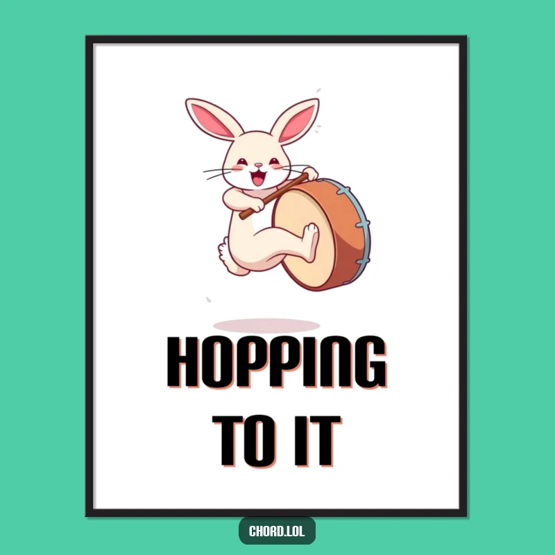 Funny Rabbit Drum Digital Print - Jumping Music Wall Art Funny Gift