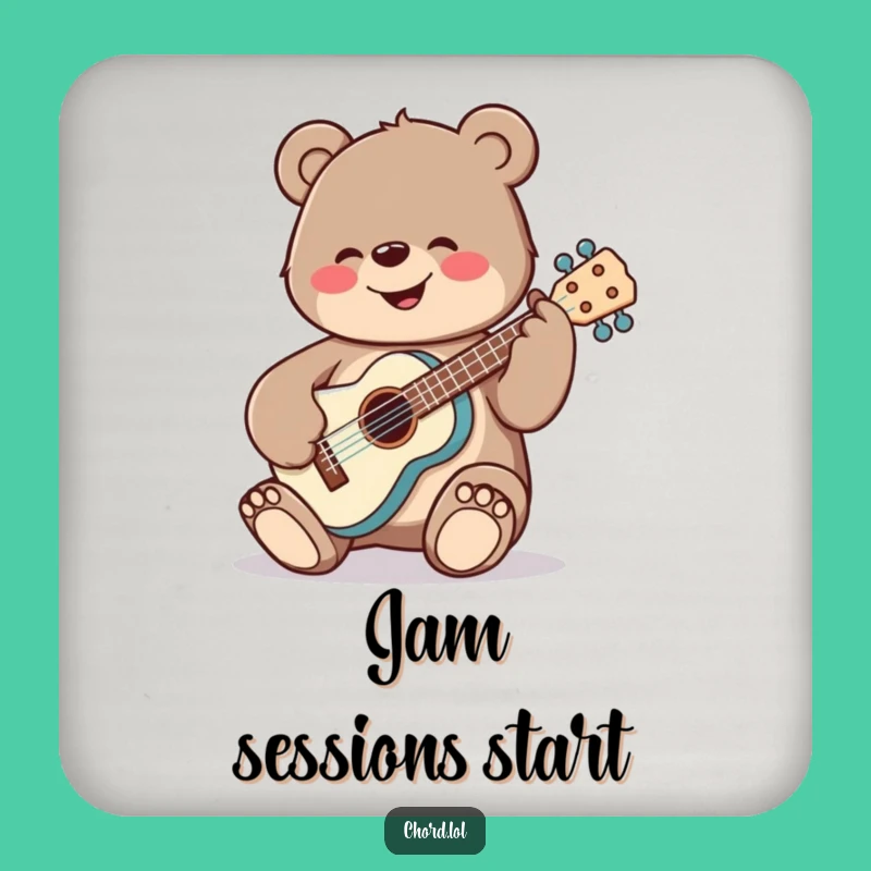 Funny Bear Ukulele Coaster - Musical Protection Funny Drink Gift