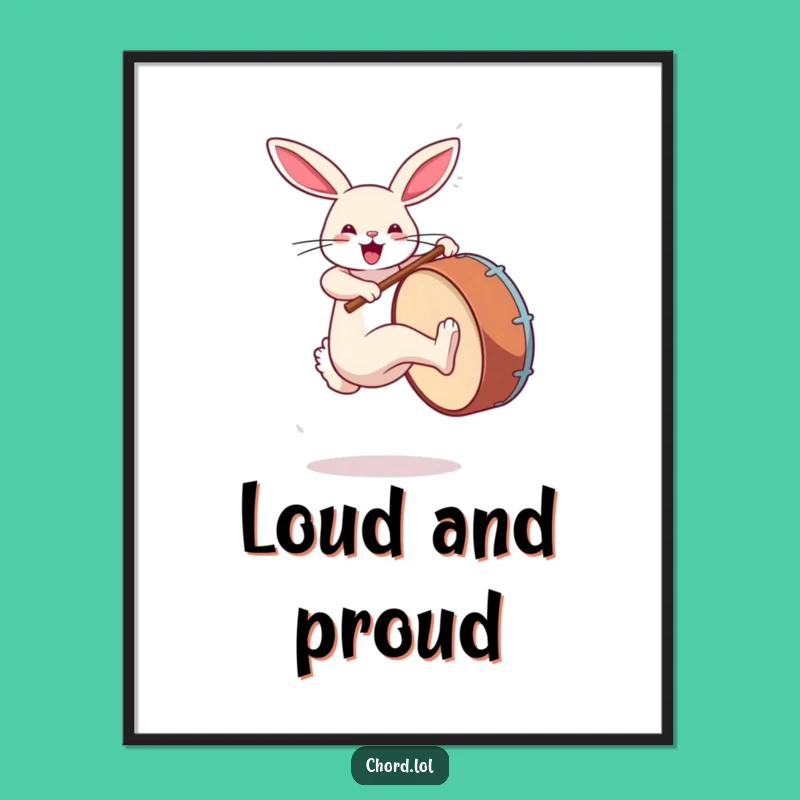 Artistic Funny Rabbit Drum Poster - Jumping Music Wall Art Funny Gift