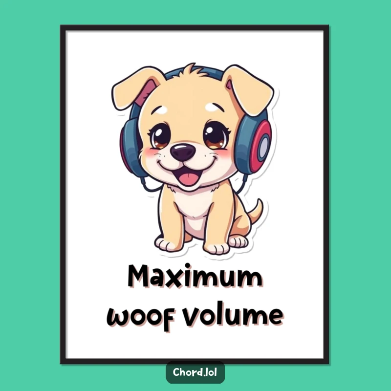 Funny Puppy DJ Poster - Energetic Wall Art for Music Lovers' Decor