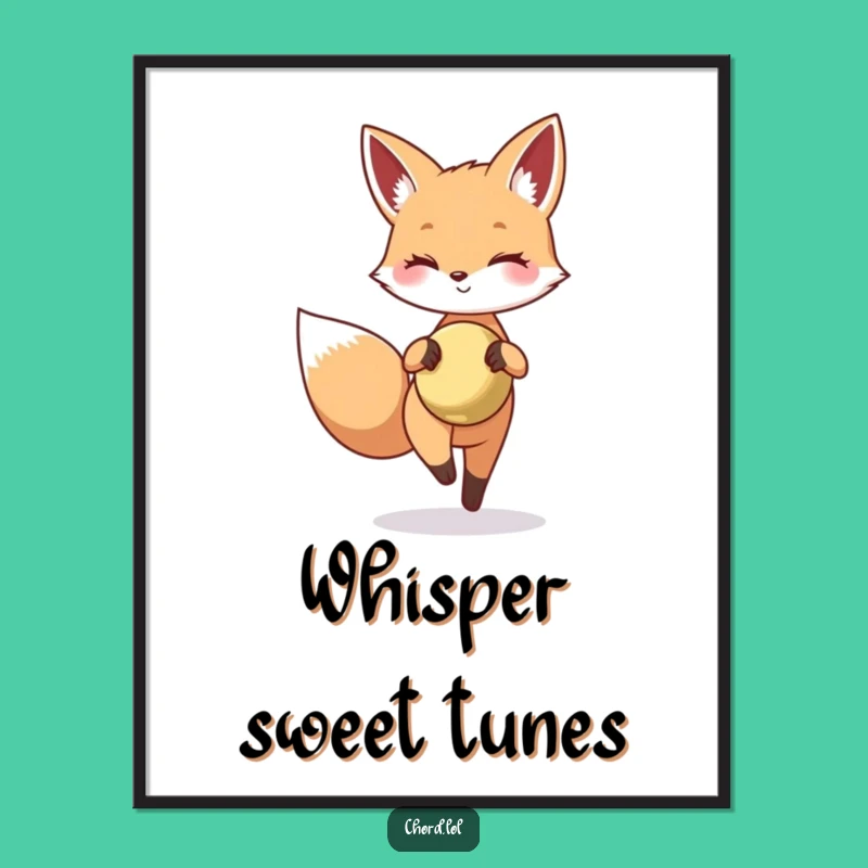 Artistic Funny Fox Cymbal Poster - Stealthy Music Wall Art Funny Gift