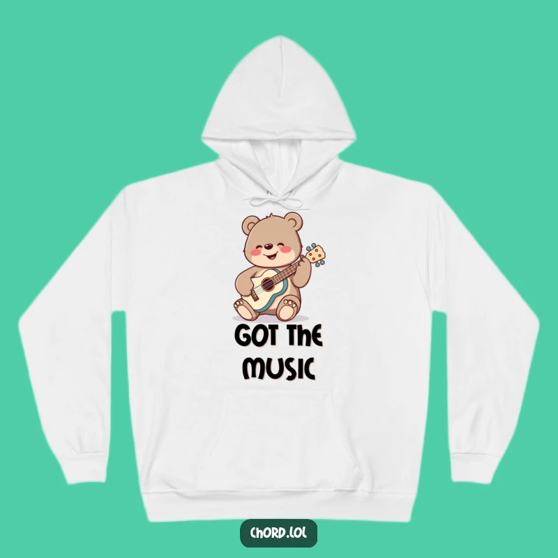 Cozy Funny Bear Ukulele Hoodie - Warm Music Lover Funny Gift Apparel