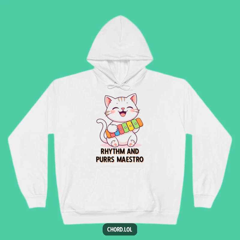 Cozy Funny Cat Xylophone Hoodie - Warm and Humorous Musical Gift for All