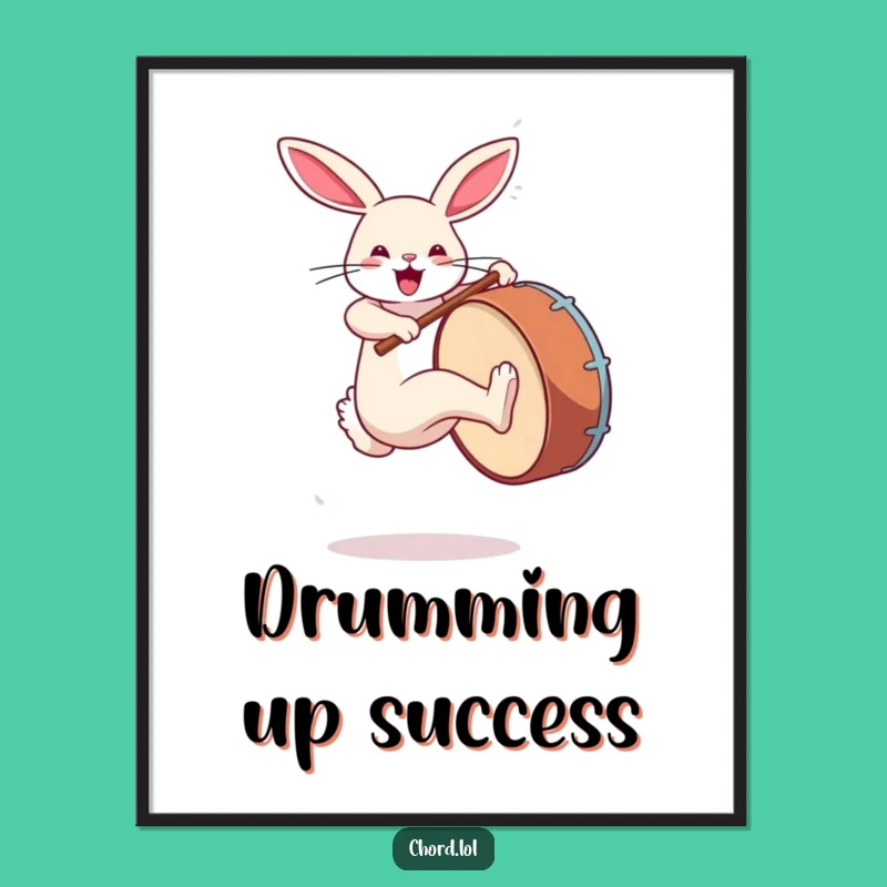 Funny Free Printable Wall Art: Rabbit Drummer - Downloadable Decor