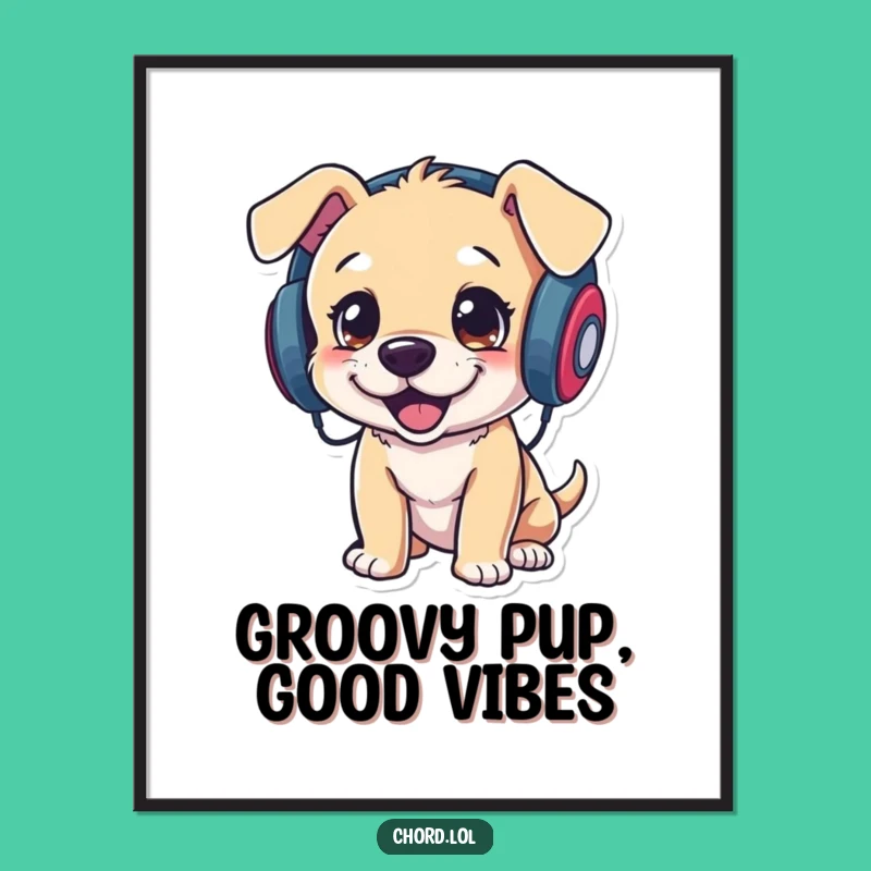 Free Printable Funny Wall Art: Energetic Puppy DJ - Whimsical Downloadable Decor