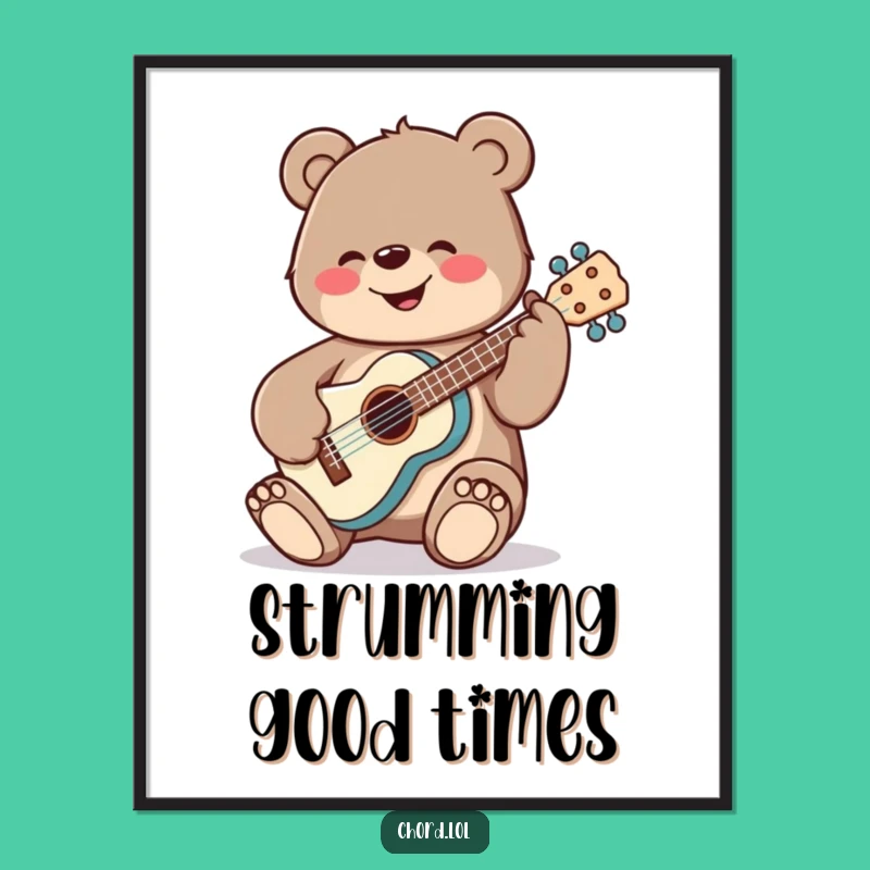 Funny Free Printable Wall Art: Bear's Ukulele Jam - Downloadable Decor
