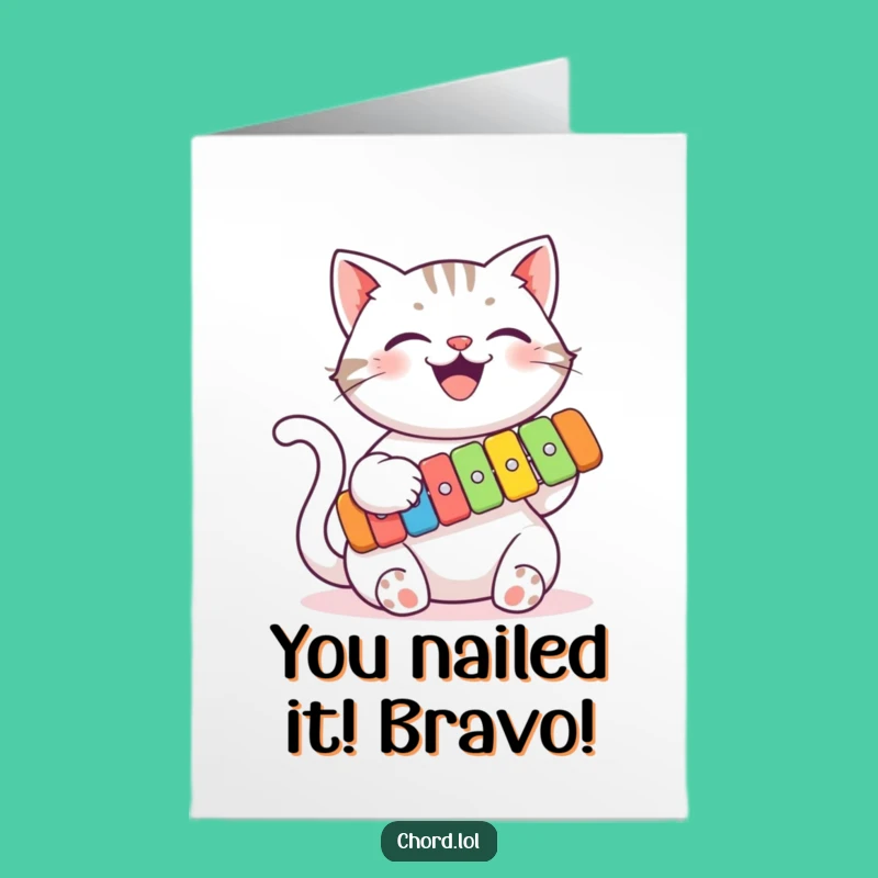 Free Printable Congrats Card: Musical Cat Xylophone Fanfare - Awesome Downloadable Expression