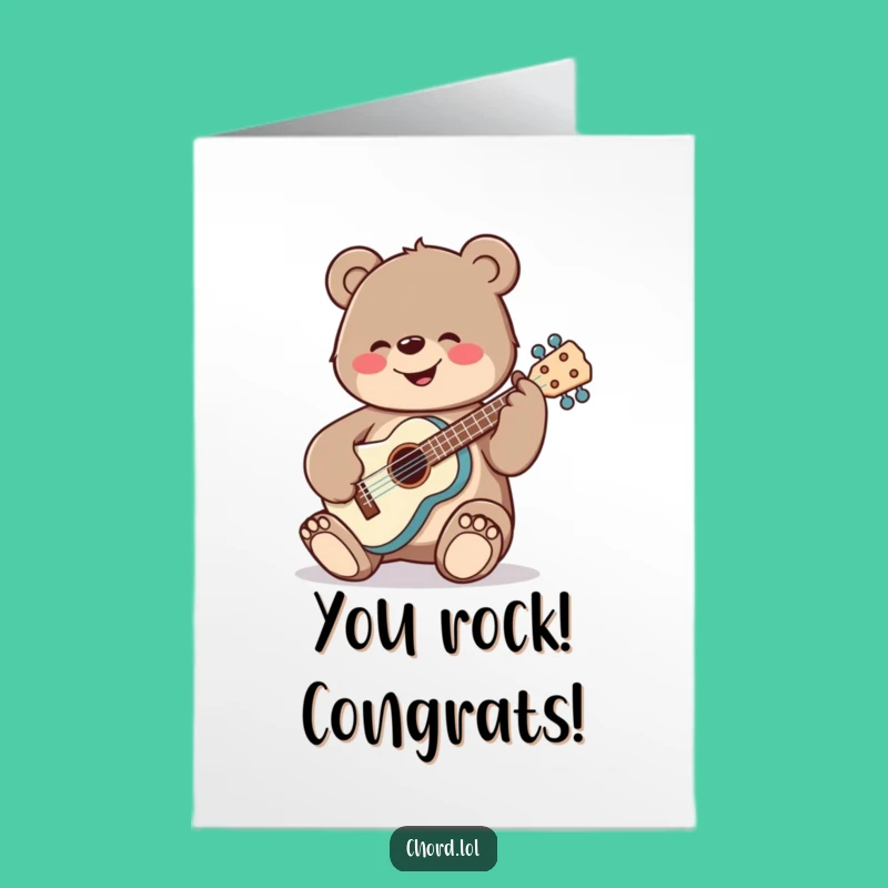 Free Printable Congrats Card: Funny Bear Ukulele - Print at Home Special