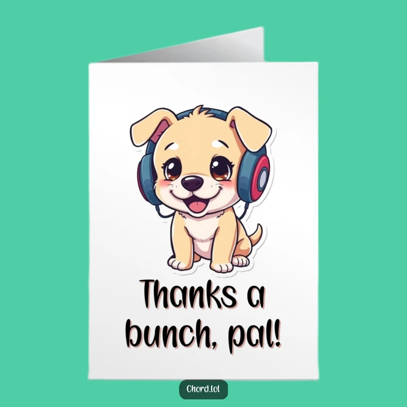 Free Printable Thank You Card: Groovy Puppy DJ Thanks - Heartfelt Downloadable Beats