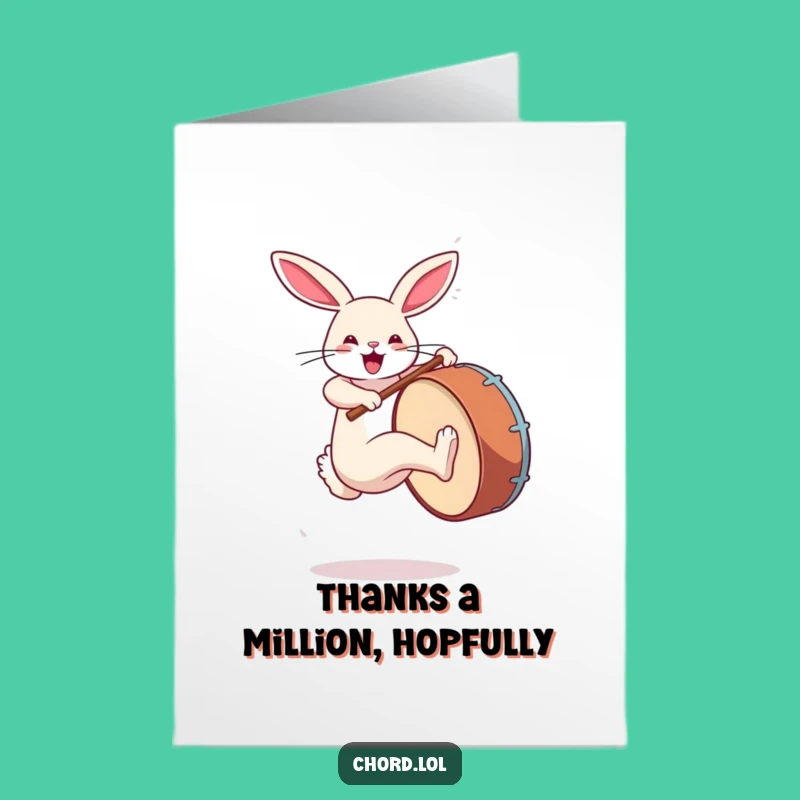 Free Printable Thank You Card: Rabbit Drummer's Beat - Downloadable