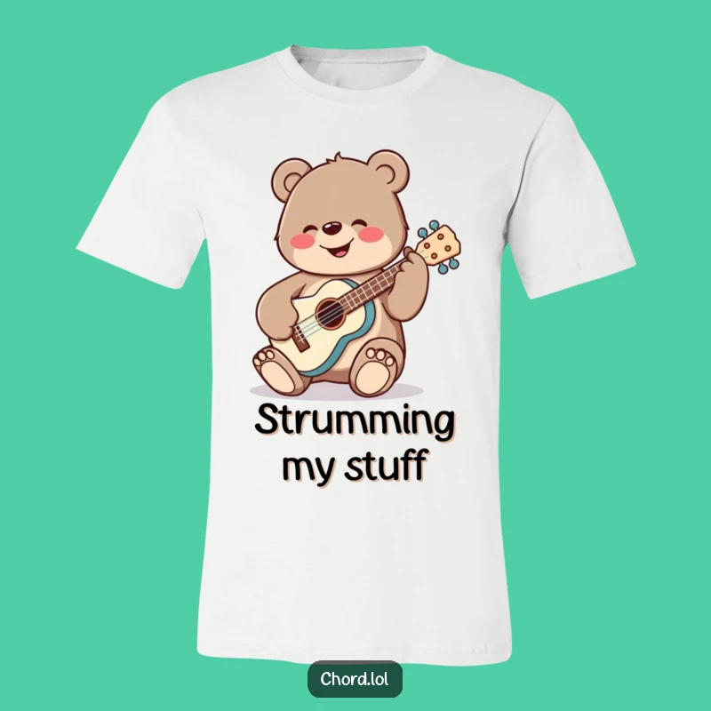 Funny Bear Ukulele T-Shirt - Cheerful Musician Strumming Funny Gift Tee