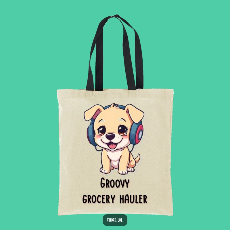 Funny Puppy DJ Tote Bag - Carry Your Tunes with Humorous Style