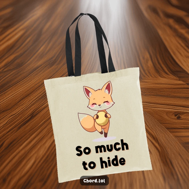 Funny fox tiptoeing, holding a tiny, shining cymbal, perfect for carrying daily necessities discreetly.